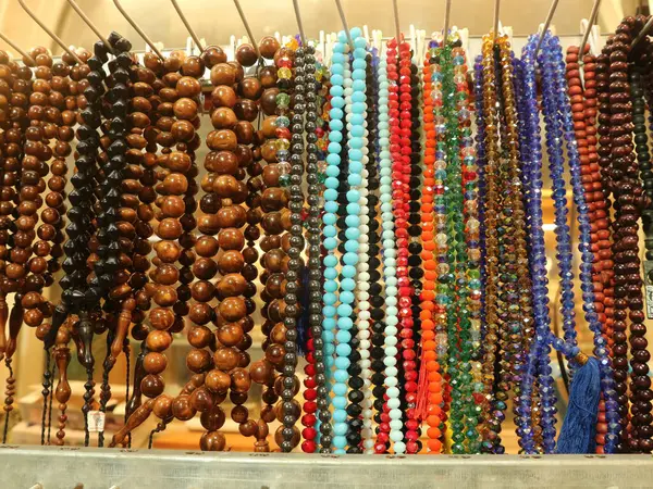 Various forms of prayer beads for Muslims to remember Allah.