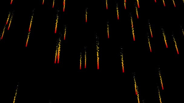 发光下落的空间粒子线动画黑色屏幕覆盖4K — 图库视频影像