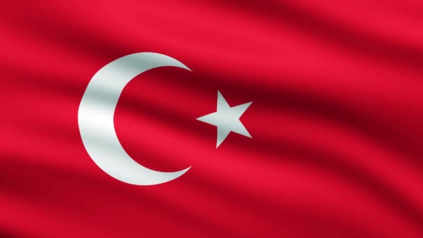 Turkije Vlag Zwaaien Volledig Scherm Achtergrond Animatie — Stockvideo