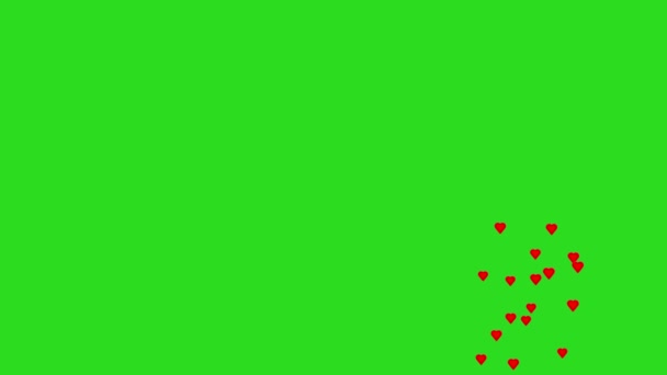 Αγάπη Κόκκινες Καρδιές Flaying Πράσινη Οθόνη Animation — Αρχείο Βίντεο