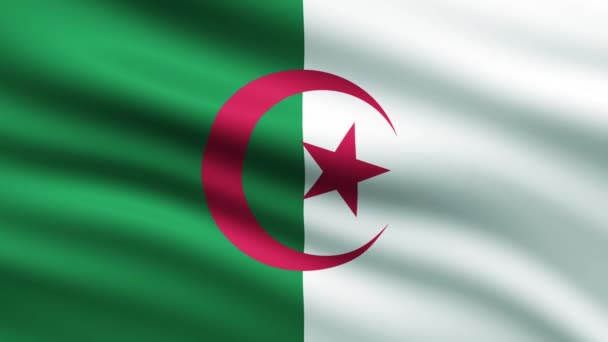 Algeriets Flagga Viftande Helskärmsläge Bakgrund Animation — Stockvideo