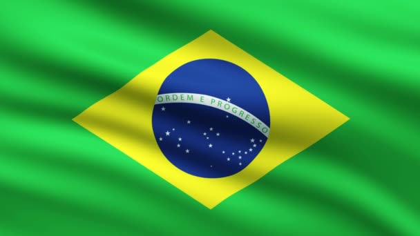 Brazilská Vlajka Mává Celou Obrazovku Pozadí Animace — Stock video