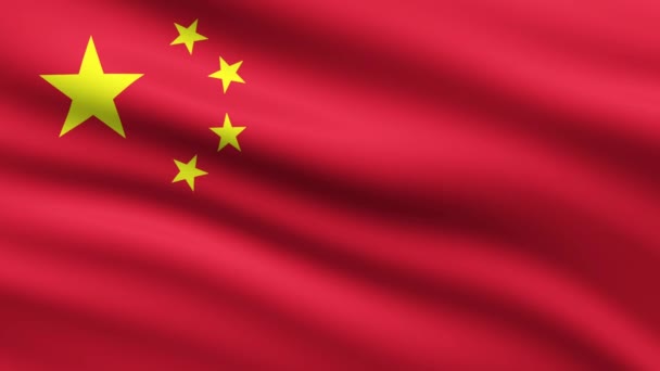 Bandera China Ondeando Animación Fondo Pantalla Completa — Vídeos de Stock