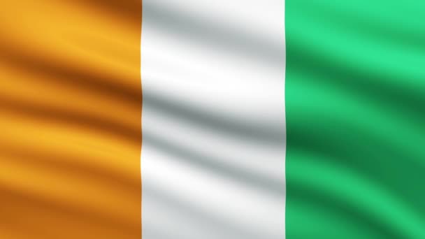 Bandera Cote Ivoire Ondeando Animación Fondo Pantalla Completa Costa Marfil — Vídeos de Stock