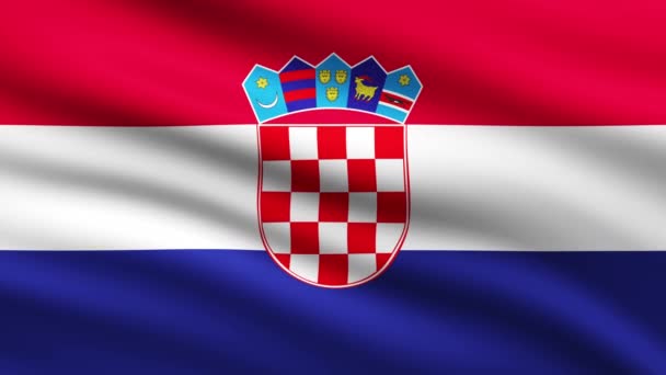Bandera Croacia Ondeando Animación Fondo Pantalla Completa — Vídeos de Stock