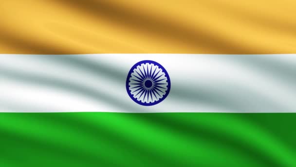 Bandera India Ondeando Animación Fondo Pantalla Completa — Vídeo de stock