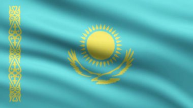 Kazakistan bayrak animasyonu tam ekran arkaplanı sallıyor