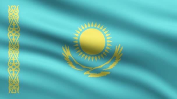 Kazakstan Flagga Animation Viftande Helskärm Bakgrund — Stockvideo