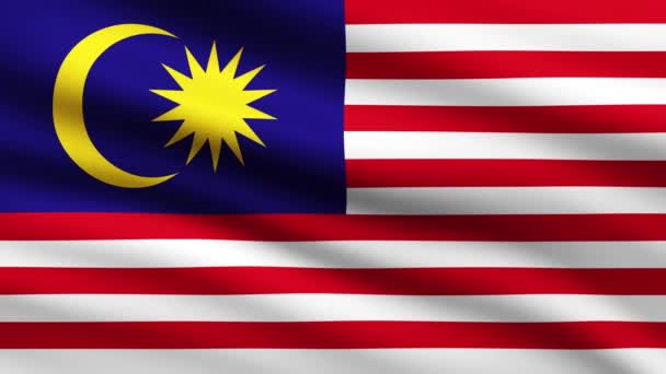 Animación Bandera Malasia Ondeando Fondo Pantalla Completa — Vídeos de Stock