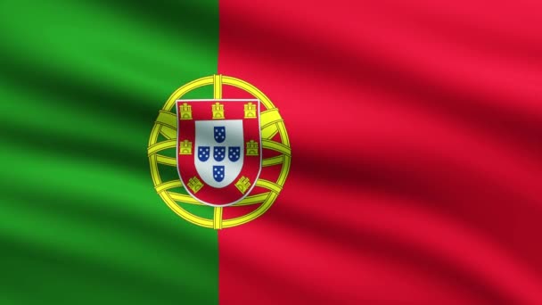 Bandeira Portugal Acenando Animação Fundo Tela Cheia — Vídeo de Stock