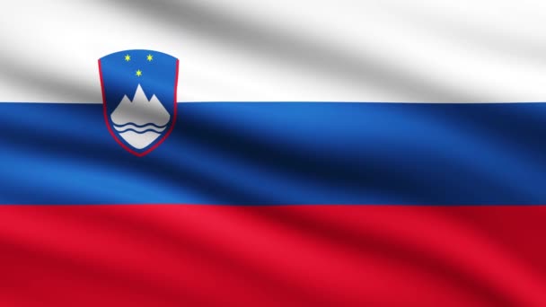 Slovenien Flagga Viftande Animation Helskärm Bakgrund — Stockvideo