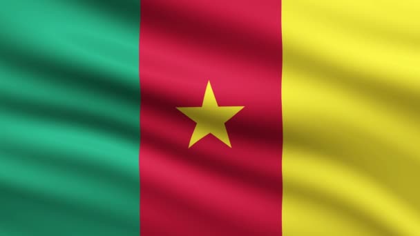 Камерунский Флаг Размахивая Анимацией Полный Экран Фон Анимированный Флаг — стоковое видео
