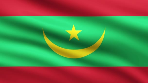 Mauritániai Zászló Integetés Animáció Teljes Képernyős Háttér Animált Zászló — Stock videók