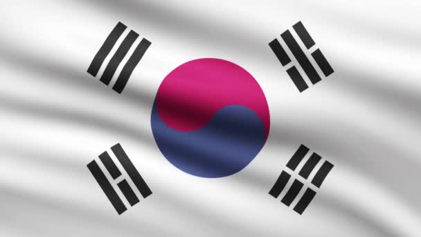 Coreia Sul Acenando Animação Tela Cheia Fundo Animado Bandeira — Vídeo de Stock