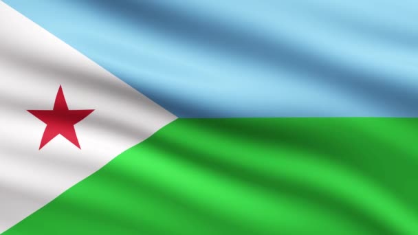 Bandera Djibouti Ondeando Animación Fondo Pantalla Completa Bandera Animada Djibouti — Vídeos de Stock
