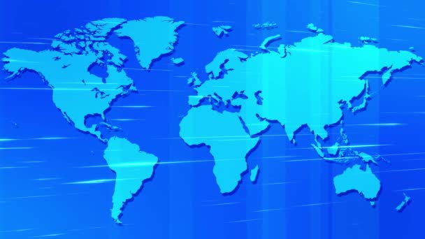 News Background Full Screen Blue World Map Animation Breaking News — Stock Video