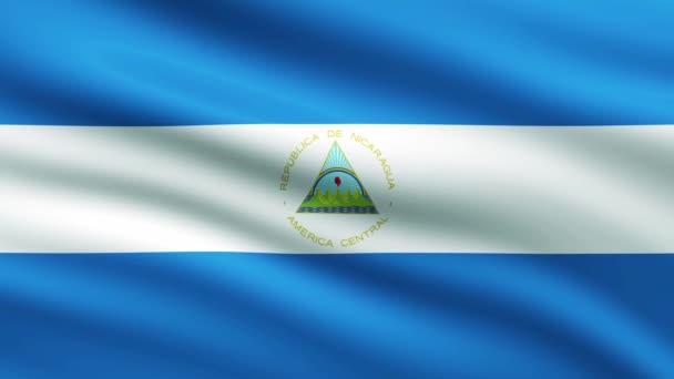 Флаг Никарагуа Размахивающий Анимационным Фоном Полный Экран Анимированного Флага Никарагуа — стоковое видео