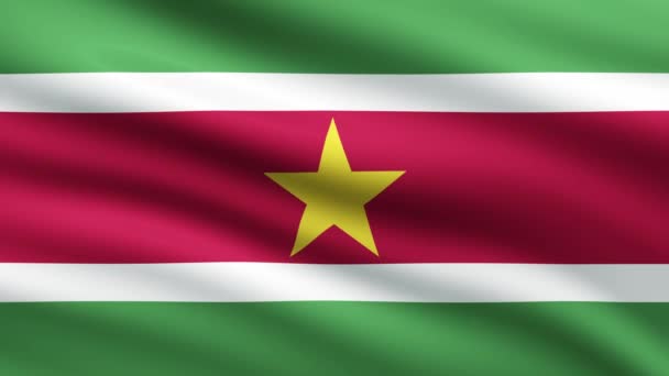 Suriname Flag Waving Animation Hintergrund Vollbild Flag Suriname Animated — Stockvideo