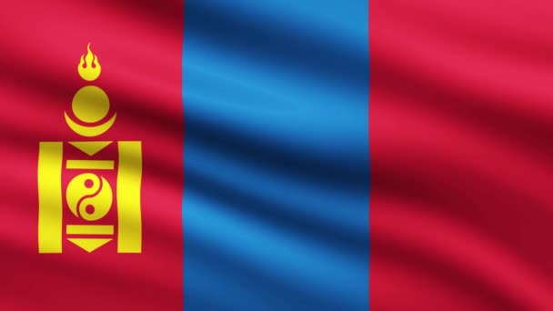 Mongolia Steag Waving Animație Fundal Ecran Complet Steagul Mongoliei Animație — Videoclip de stoc