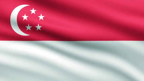 Bandera Singapur Ondeando Animación Fondo Pantalla Completa Bandera Singapur Animated — Vídeos de Stock