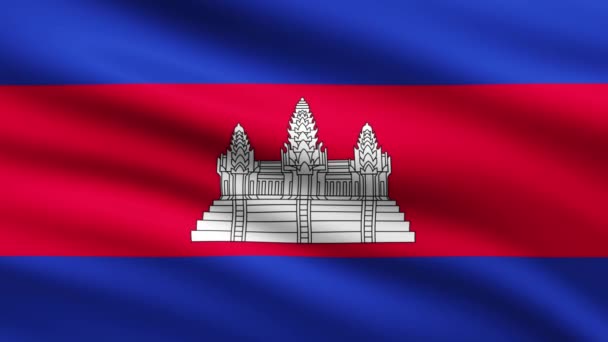 Kambodża Flaga Waving Animation Tło Pełny Ekran Animowana Flaga Kambodży — Wideo stockowe