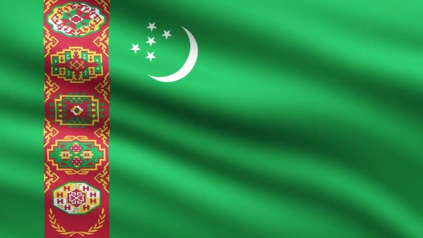 Turkmenistan Bandiera Sventolando Animazione Sfondo Schermo Intero Bandiera Del Turkmenistan — Video Stock