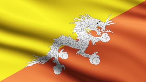 Bhutan Vlag Zwaaien Animatie Achtergrond Animatie Vlag Van Bhutan Volledig — Stockvideo