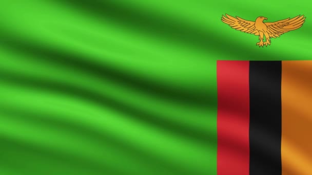 Zambia Bandera Ondeando Animación Fondo Animado Bandera Zambia Pantalla Completa — Vídeos de Stock
