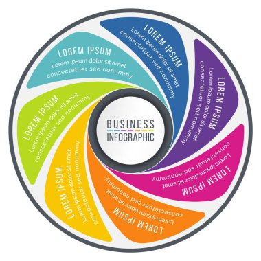 Business Infographic 7 Basamakları, nesneler, ögeler veya seçenekler iş bilgisi için bilgi tasarım şablonu