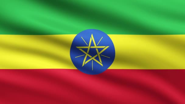 Etiopie Vlajka Vlajka Animace Pozadí Celá Obrazovka Animovaný Vlajka Etiopie — Stock video
