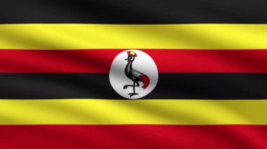 Uganda Bayrak Dalgalama Animasyon Arkaplanı Rüzgarda yüzen Uganda Bayrağının Tam Ekran Canlandırması