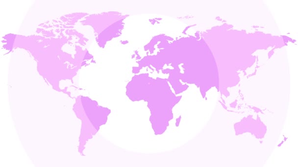 Abstrato Tecnologia Fundo Roxo Com Mapa Mundo Animação Círculos Animados — Vídeo de Stock