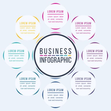 Çember Bilgisel Tasarım 8 Adımlar, nesneler, elementler veya seçenekler bilgisel bilgiler