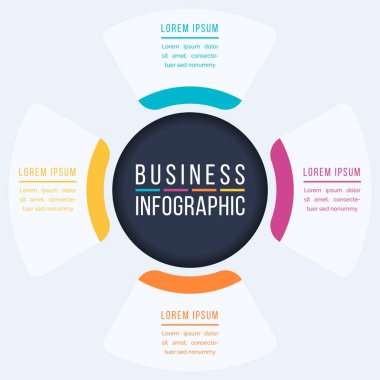 4 Seçenek Bilgi çemberi tasarımı 4 adım, nesne, element veya iş bilgisi
