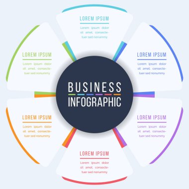 İş Bilgileri Tasarımı 6 adım, nesneler, ögeler veya seçenekler bilgi iş çemberi şablonu