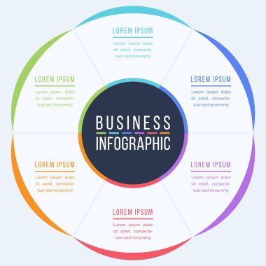 6 Seçenek Bilgi Çemberi Tasarımı 6 Seçenek, nesne, element veya basamak iş bilgisi bilgi bilgi bilgi şablonu