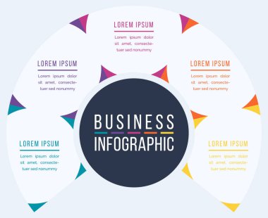 Bilgi tasarımı 5 adım, nesneler, ögeler veya seçenekler bilgi iş şablonu