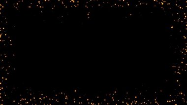 Yanıp sönen parçacık efektleri canlandırılmış örtüyü aydınlatıyor, parlayan turuncu ışıklar nokta döngüsü animasyon siyah arkaplan