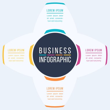 4 Adımlı Bilgi çemberi tasarımı 4 adım, nesne, element veya Seçenek iş bilgisi şablonu