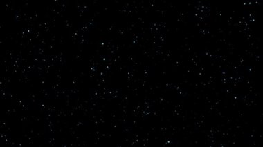 Parçacık efektleri parlayan mavi noktalarla örtüşüyor. Işıklar uçan döngü animasyonu siyah arkaplan