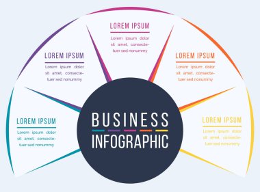 Bilgi şablonu iş bilgileri 5 nesne, adım, ögeler veya seçenekler bilgi tasarımı