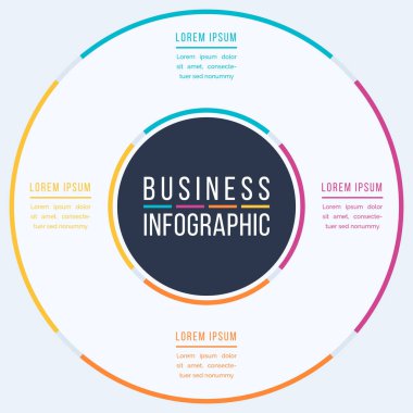 Çember bilgi tasarımı 4 Adımlar, nesneler, ögeler veya seçenek bilgi şablonu