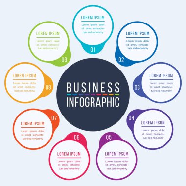 Business Infographic Circular Process Diagram 9 seçenekleri
