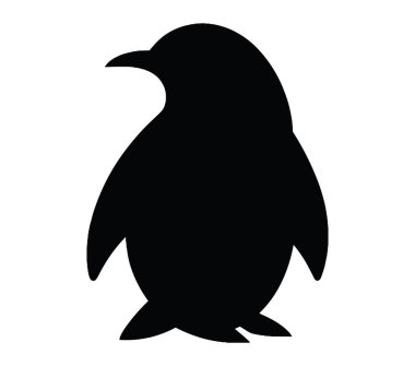 Siyah ve Beyaz Adelie Penguen Silueti. Vektör İllüstrasyonu.