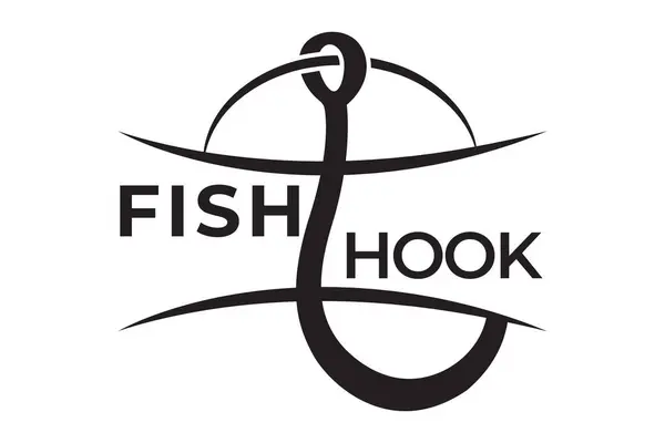 Balıkçı Logosu Tasarımı Kanca Logosu Tasarımı Balık Markası Logosu Kanca — Stok Vektör