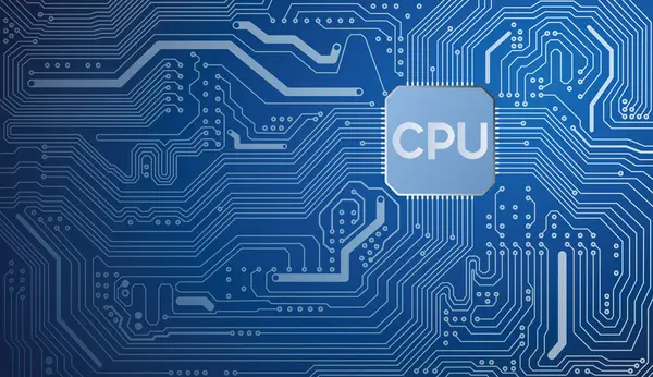 Bir bilgisayar işlemcisinin mavi görüntüsü