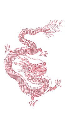 Doğu Asya Çin ejderhasının vektör çizgisi çizimi