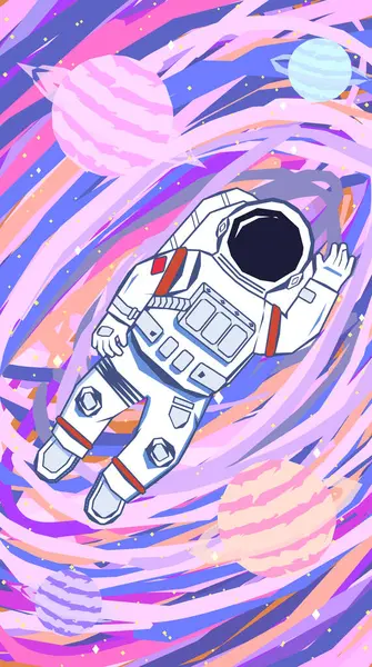 astronot uzayda yüzen çizimi