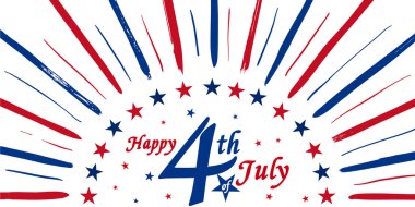 ABD 'nin bağımsızlık günü Mutlu 4 Temmuz tasarımı, ABD ulusal bayrak renk illüstrasyonunda yıldızların klasik geçmişi