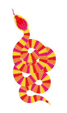 Renkli bir çizgi film yılan deseni